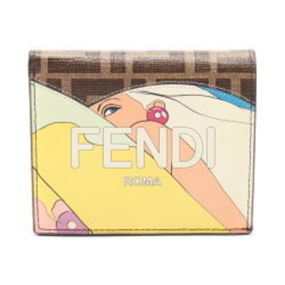 FENDI Zucca Bifold Wallet Canvas Brown Multicolor - Picture 1 of 7